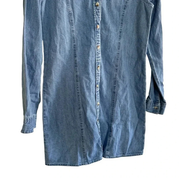 ASOS Blue Denim Jean Shirt Mini Dress Button Down Collar Long Sleeve Cotton 4 - Picture 6 of 12